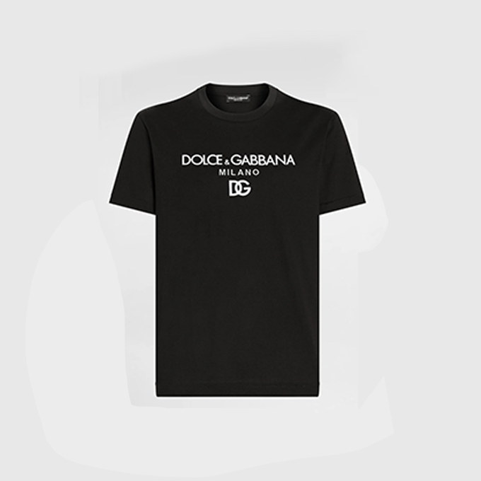 dolce & gabbana milano letter dg embroidery cotton t shirt
